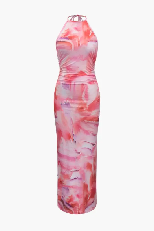 Printed Halter Backless Maxi Dress sold by Micas