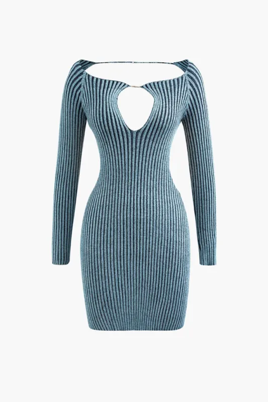 Backless Rib Knit Long Sleeve Mini Dress sold by Micas