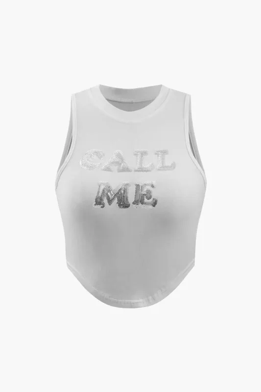 Call Me Sequin Embellished Tank Top sold by Micas