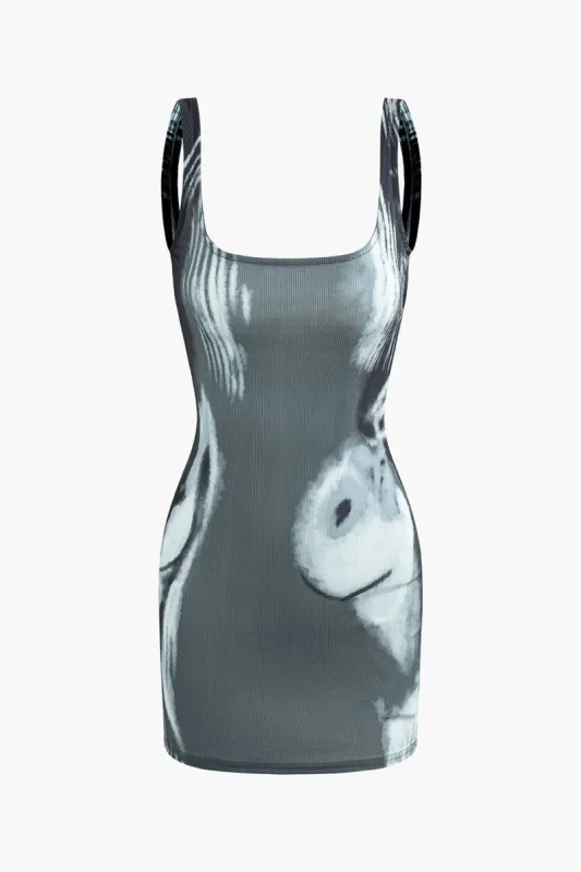 Abstract Rabbit U Neck Sleeveless Mini Dress sold by Micas