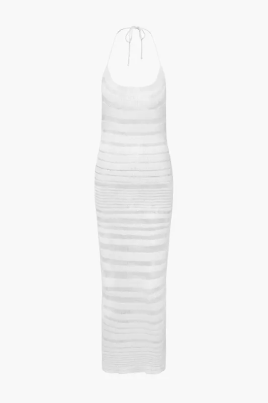 Ladder Sheer Knit Halter Backless Midi Dress sold by Micas