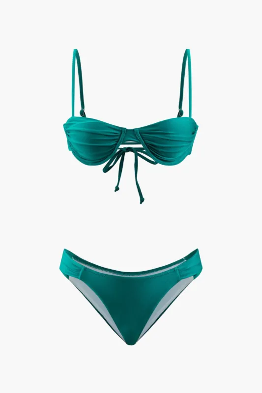 Ruched Bust Tie Back Bikini Set sold by Micas