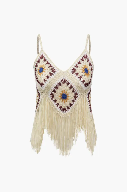 Crochet Knit Fringe Hem Cami Top sold by Micas