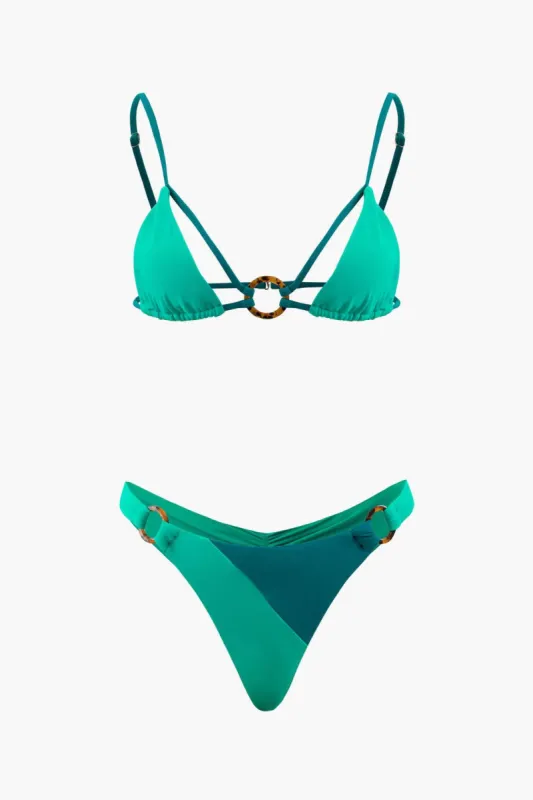 Color Block O-ring Bikini Set sold by Micas