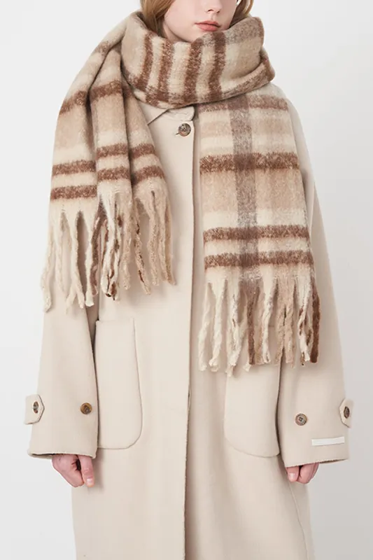 Fluffy Tassel Check Scarf sold by Micas
