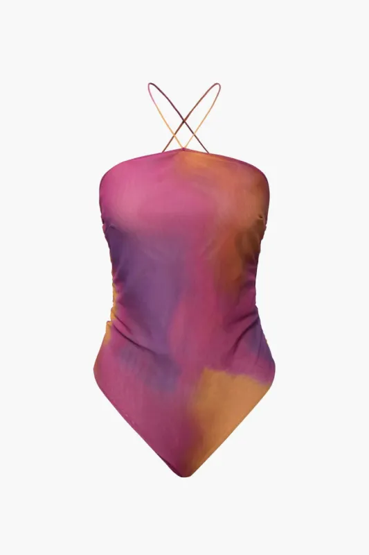 Ombre Mesh Cross Strap Bodysuit sold by Micas