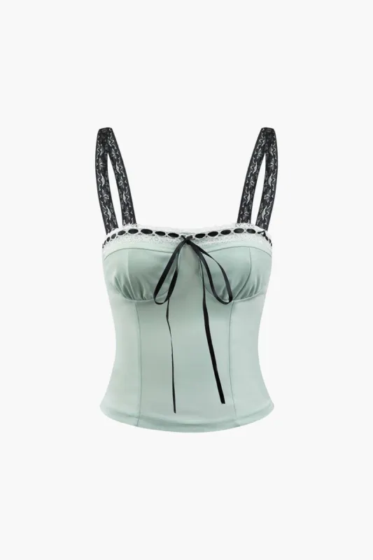 Lace Strap Ruched Bust Cami Top sold by Micas