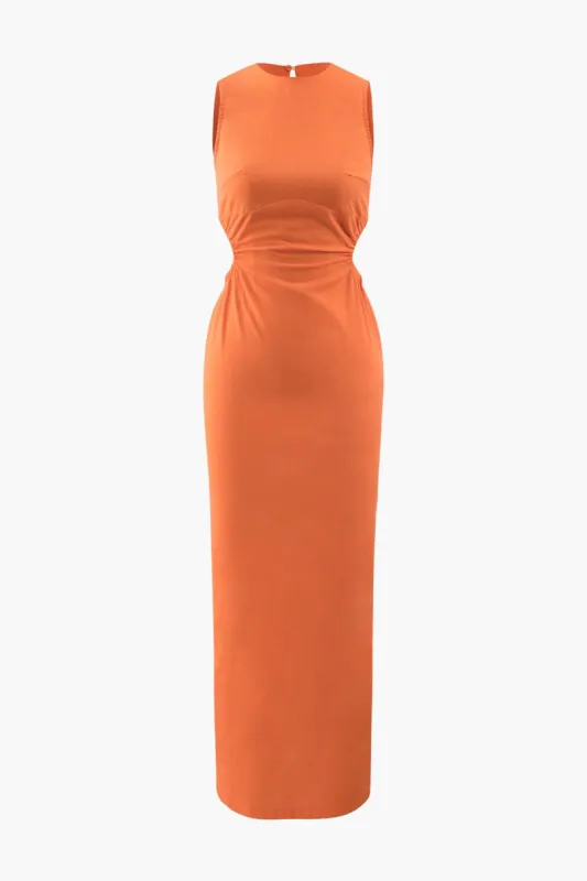 Linen Backless Slit Maxi Dress sold by Micas