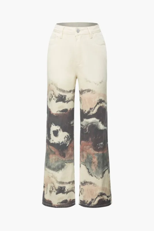 Tie Dye High Waisted Wide Leg Jeans sold by Micas