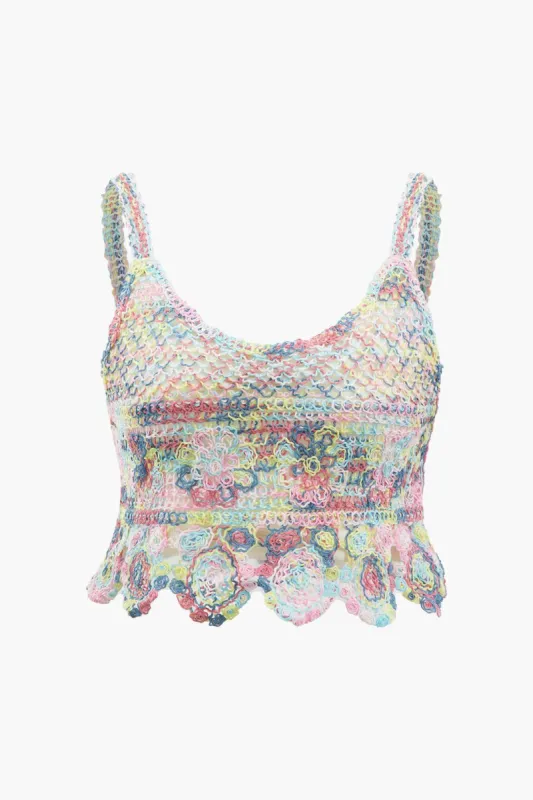 Multicolor Crochet Knit Crop Cami Top sold by Micas