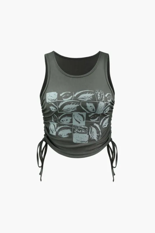 Eye Graphic Drawstring Tank Top sold by Micas