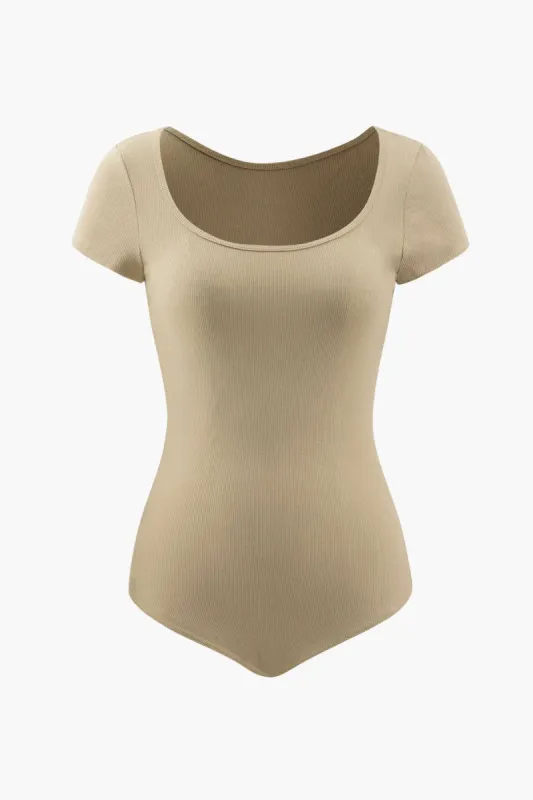 Square Neck Rib Knit Short Sleeve Bodysuit sold by Micas