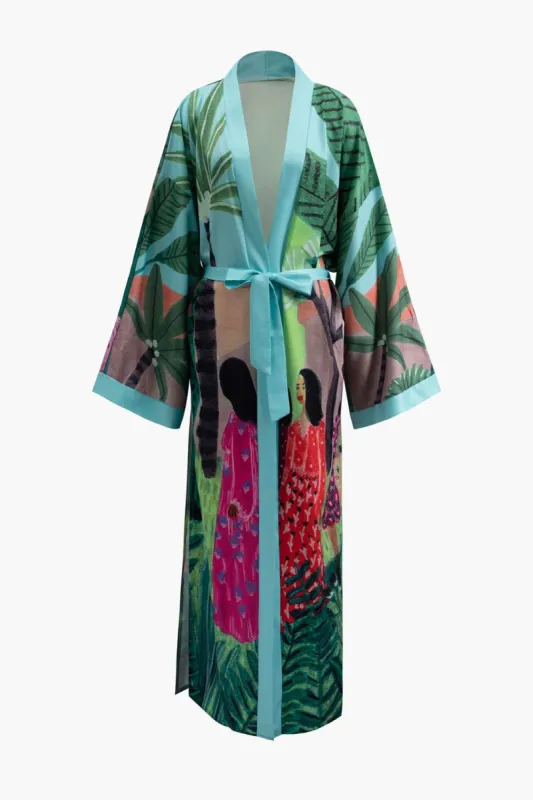 Tropical Print Belted Cover-up sold by Micas