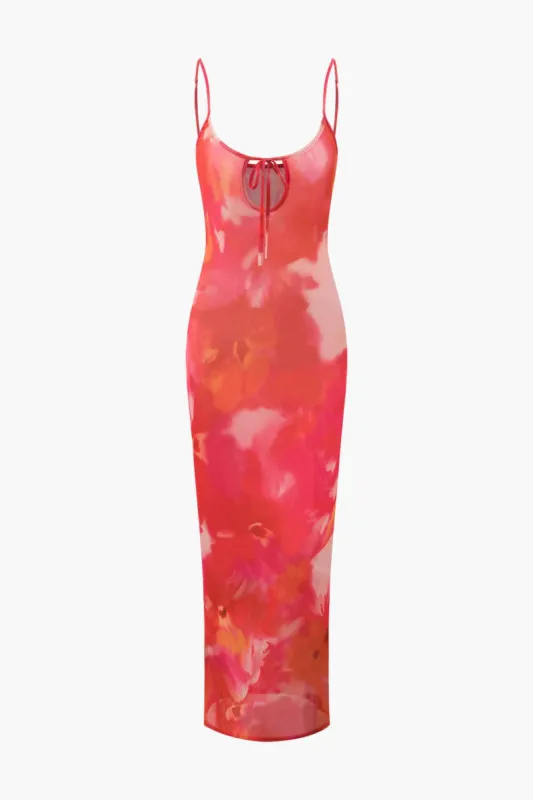 Tie Dye Keyhole Mesh Slip Maxi Dress sold by Micas