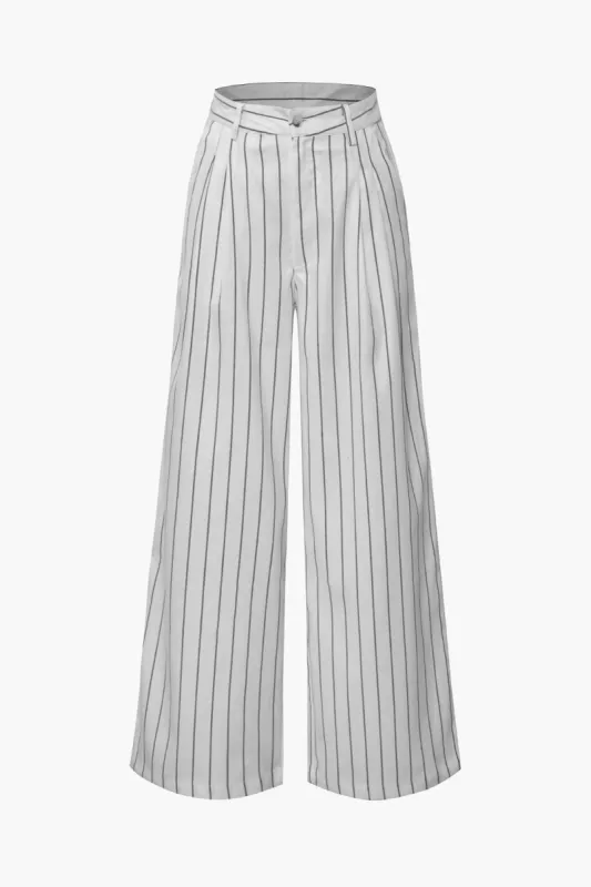 Pinstripe Wide Leg Suit Pants sold by Micas