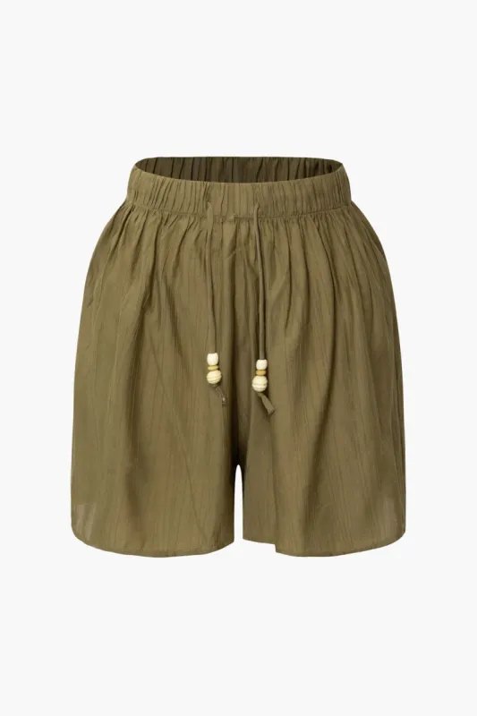 Beaded Tie Wide Leg Shorts sold by Micas