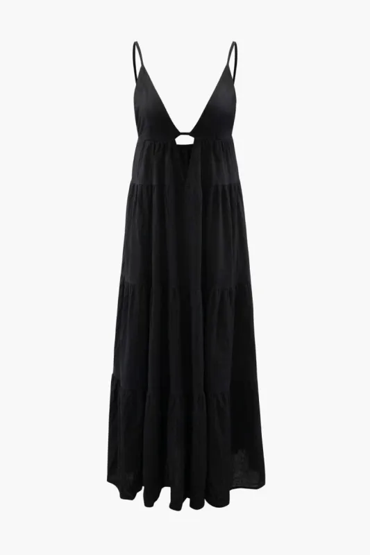 V-neck Cut Out Tiered Maxi Dress sold by Micas
