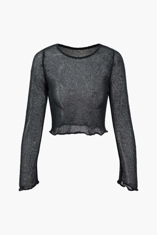 Sheer Knit Long Sleeve Top sold by Micas