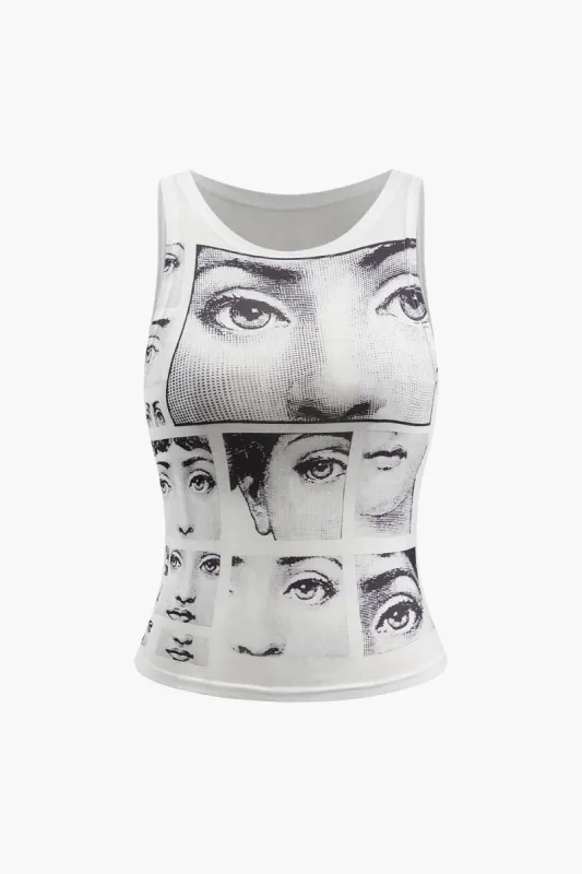 Staring Eye Graphic Tank Top sold by Micas