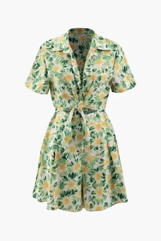 Floral Print Knot Front Romper sold by Micas