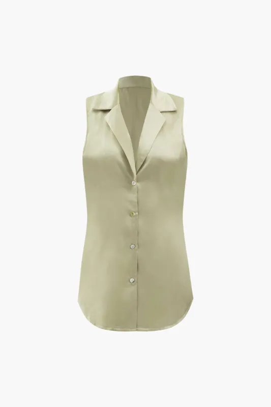 Satin Sleeveless Button-Up Shirt sold by Micas