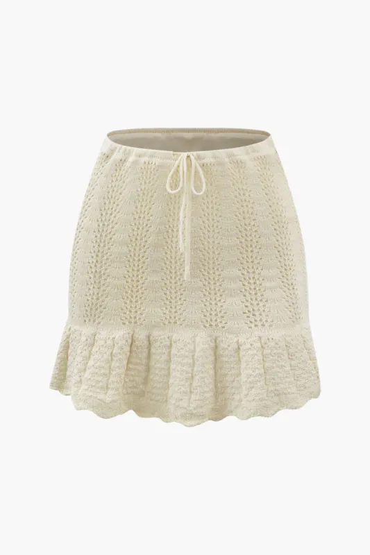 Openwork Knit Ruffle Mini Skirt sold by Micas