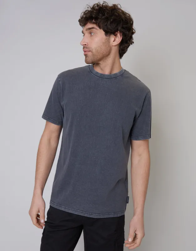 Men's Charcoal Acid Wash T-Shirt made by Threadbare