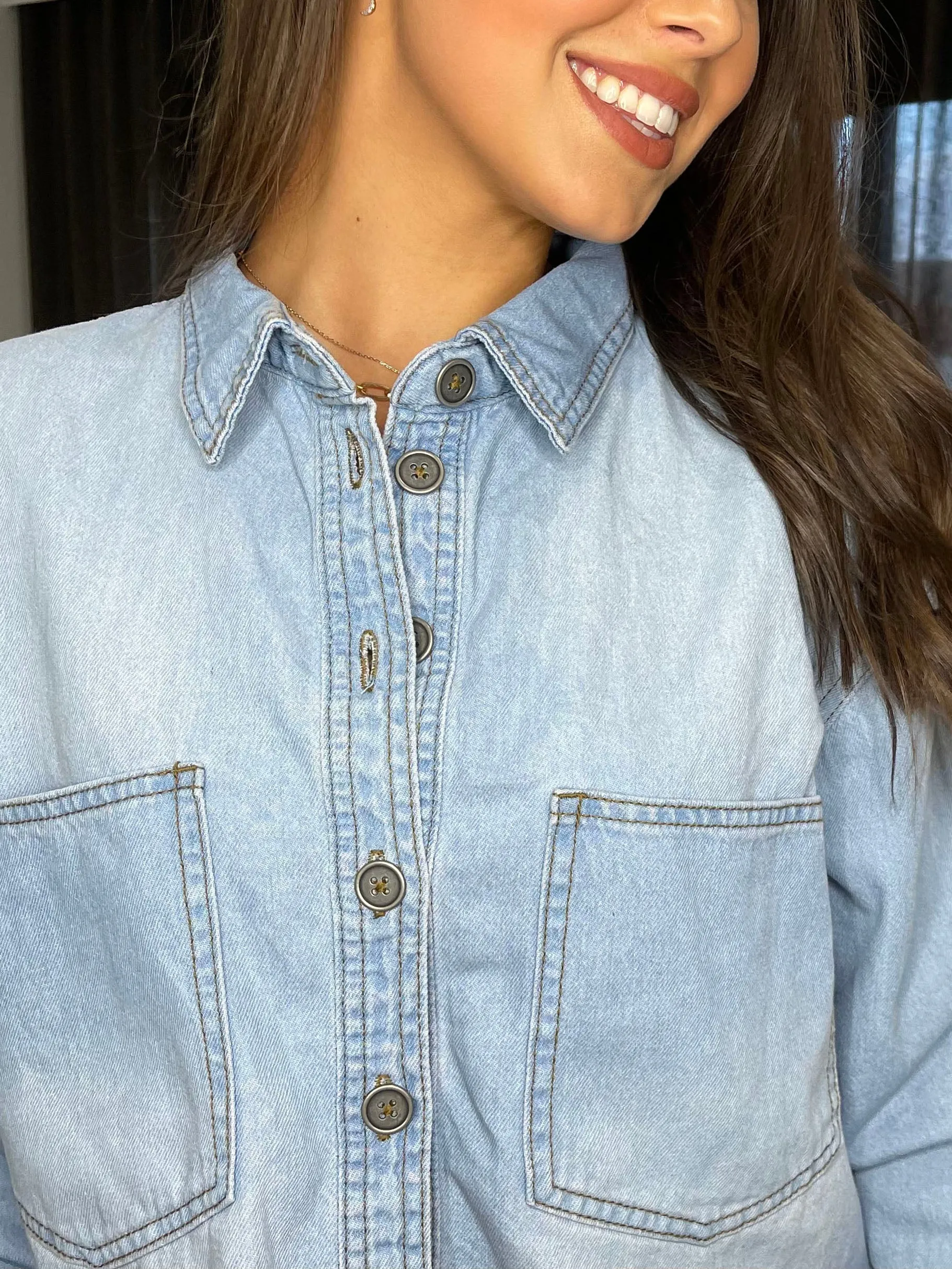Women's Light Blue Denim Shacket sold by Threadbare product image thumbnail 3