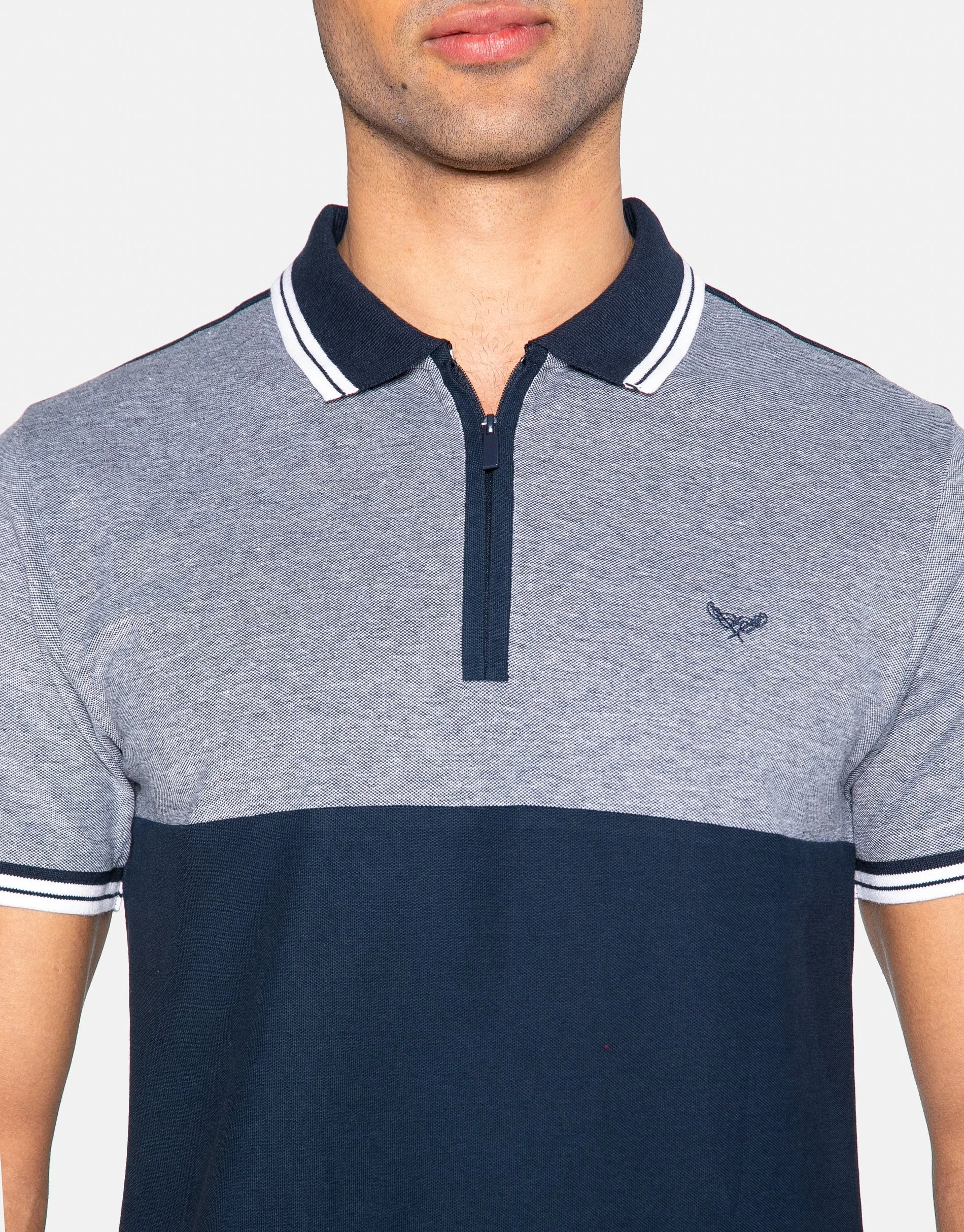 Men's Navy Two Tone Short Sleeve Polo Shirt sold by Threadbare product image thumbnail 4