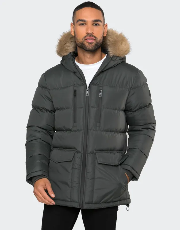 Men's Khaki Parka Puffer Jacket sold by Threadbare
