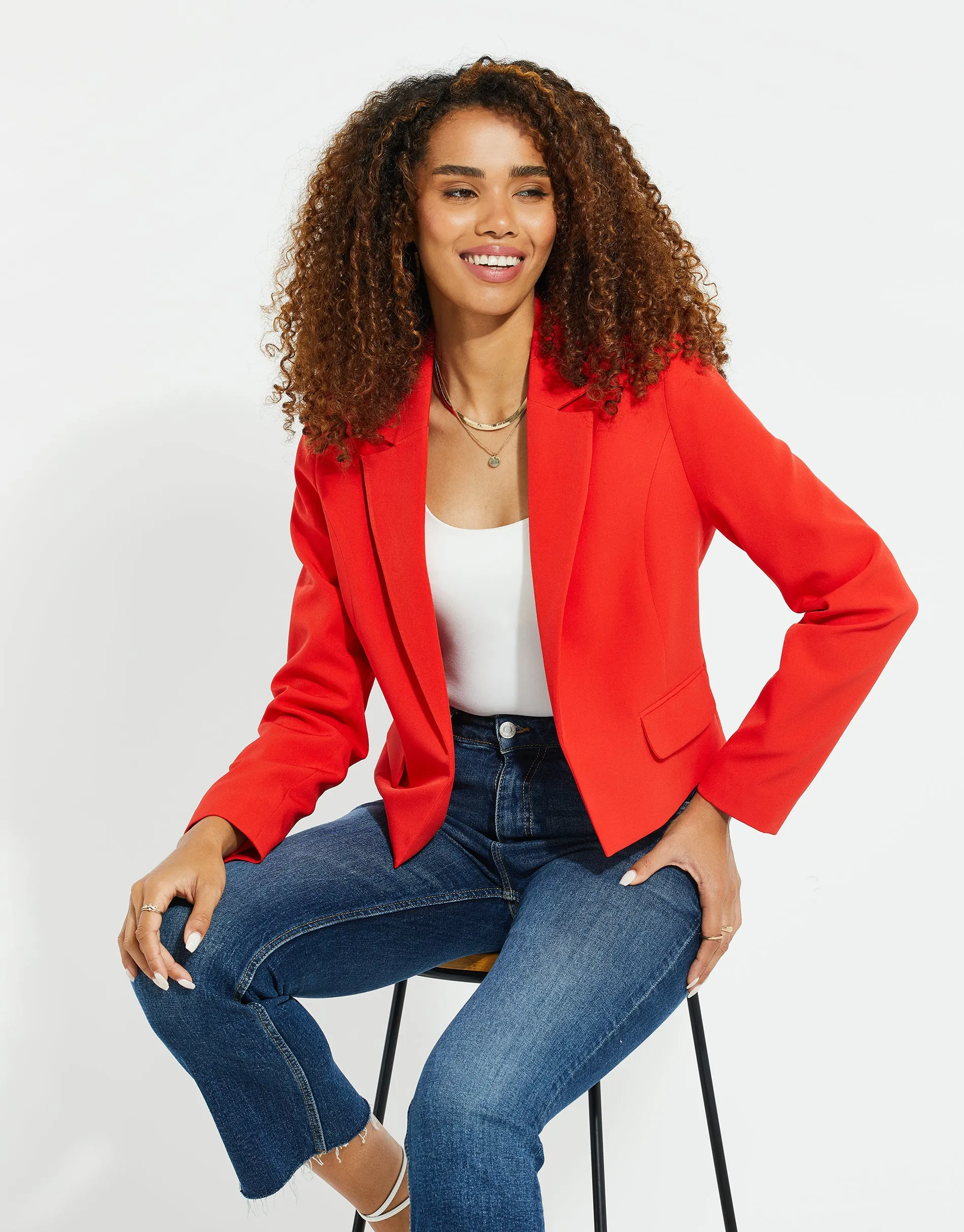Women's Red Cropped Blazer sold by Threadbare product image thumbnail 3