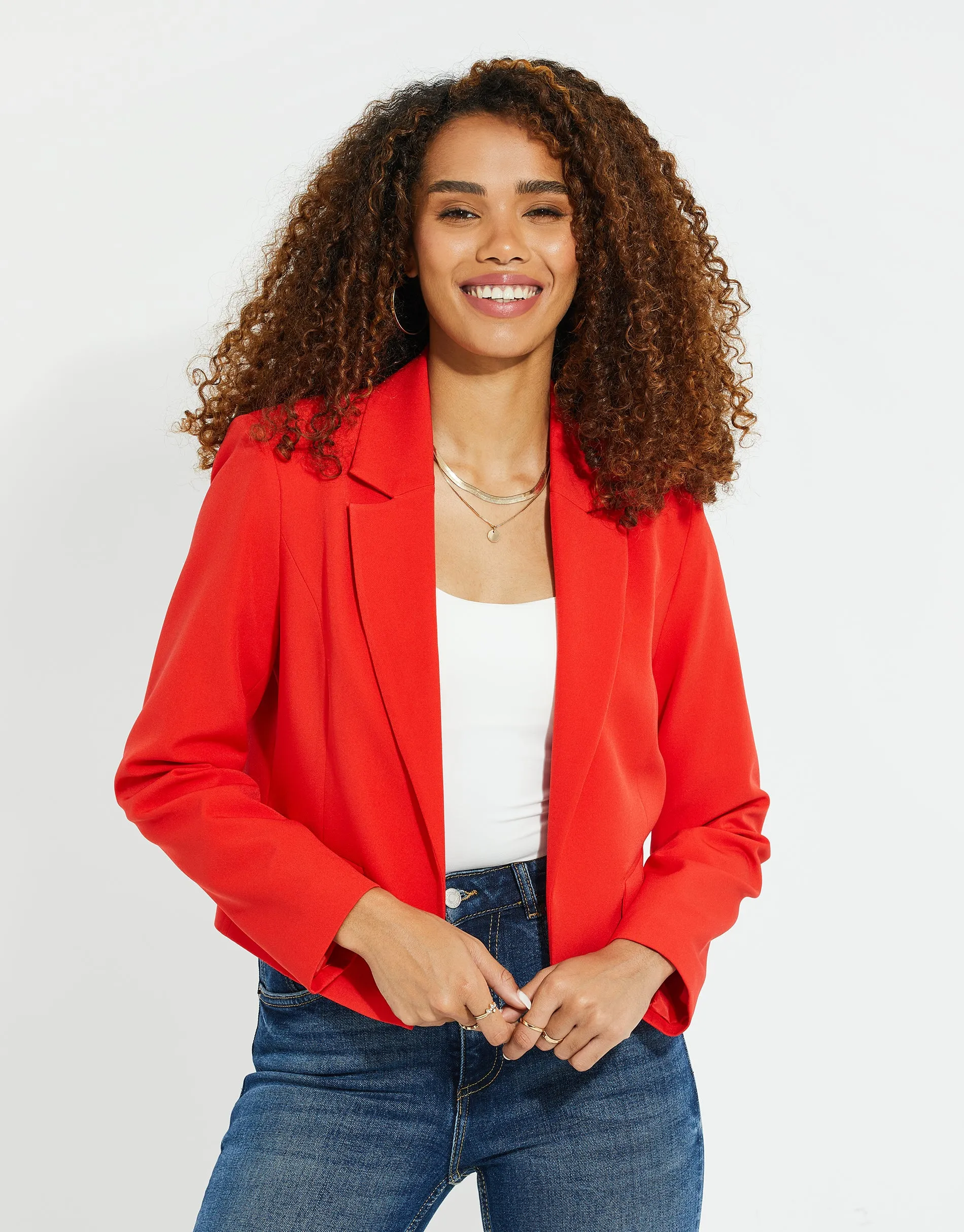 Women's Red Cropped Blazer sold by Threadbare