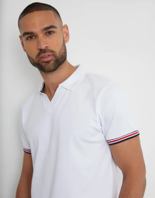 Threadbare Men's White Trophy Neck Polo Shirt sold by Threadbare