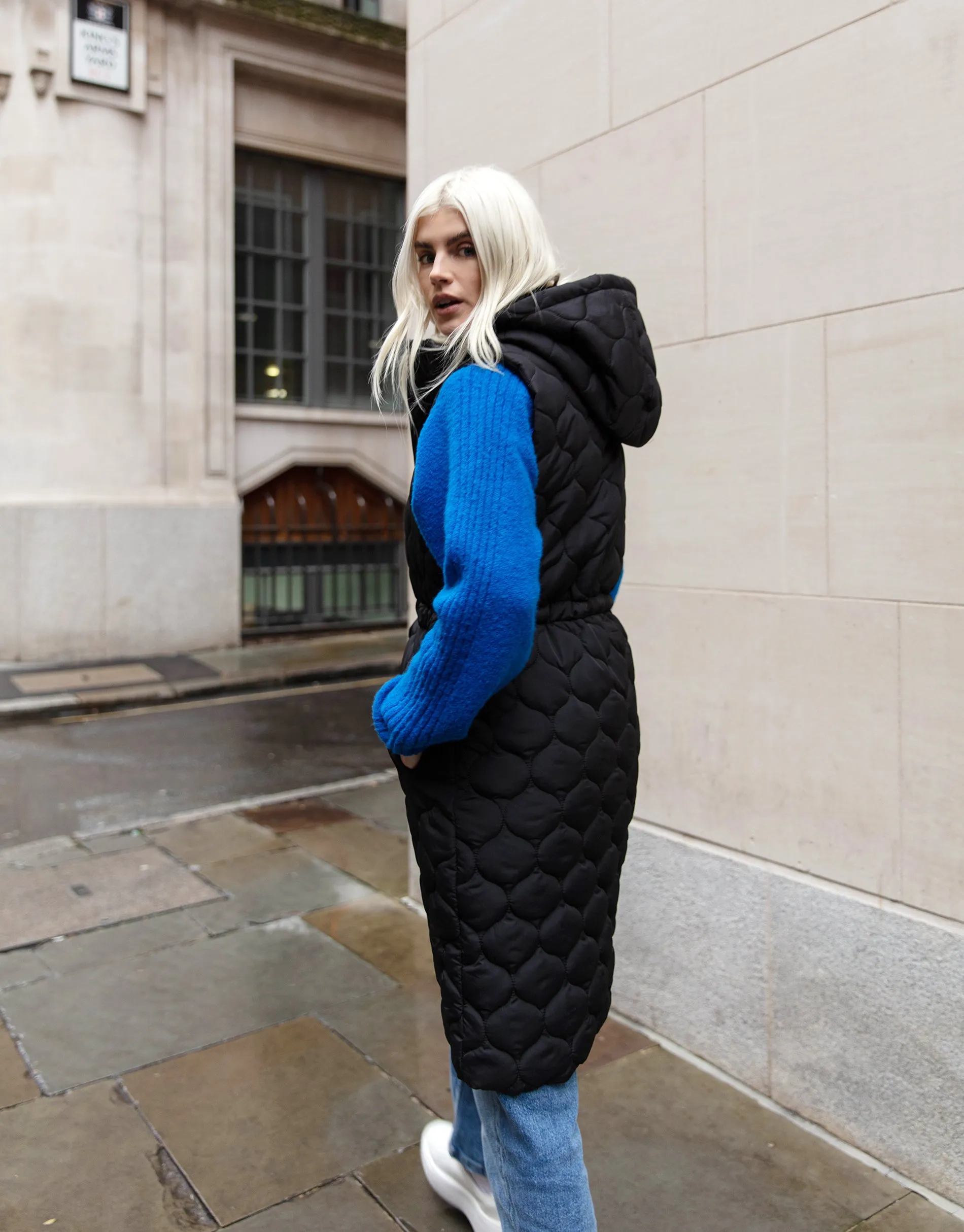 Women's Black Longline Quilted Gilet sold by Threadbare product image thumbnail 2