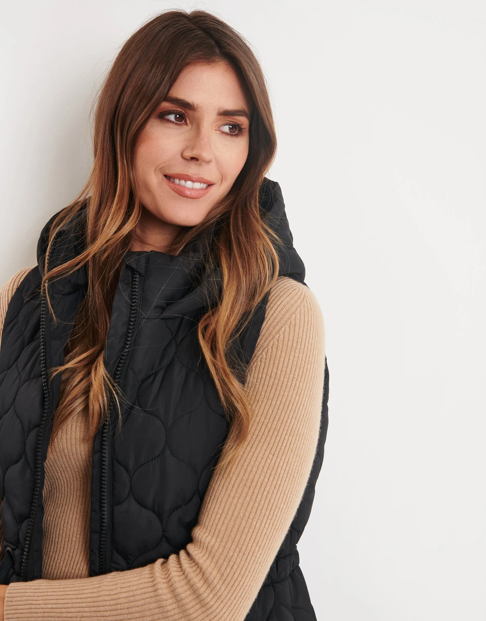 Women's Black Longline Quilted Gilet sold by Threadbare product image thumbnail 4