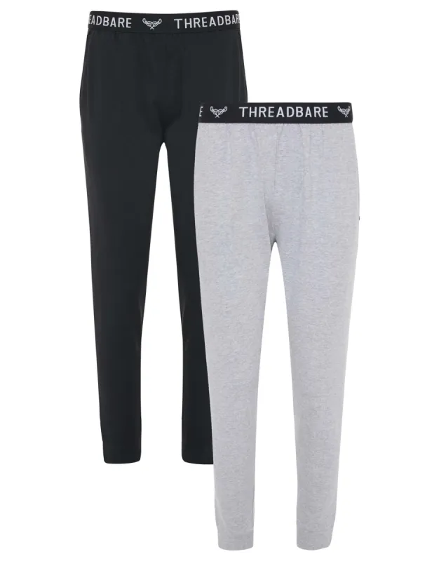 Men's Black & Grey Marl Long Pyjama Bottoms (2 Pack) sold by Threadbare