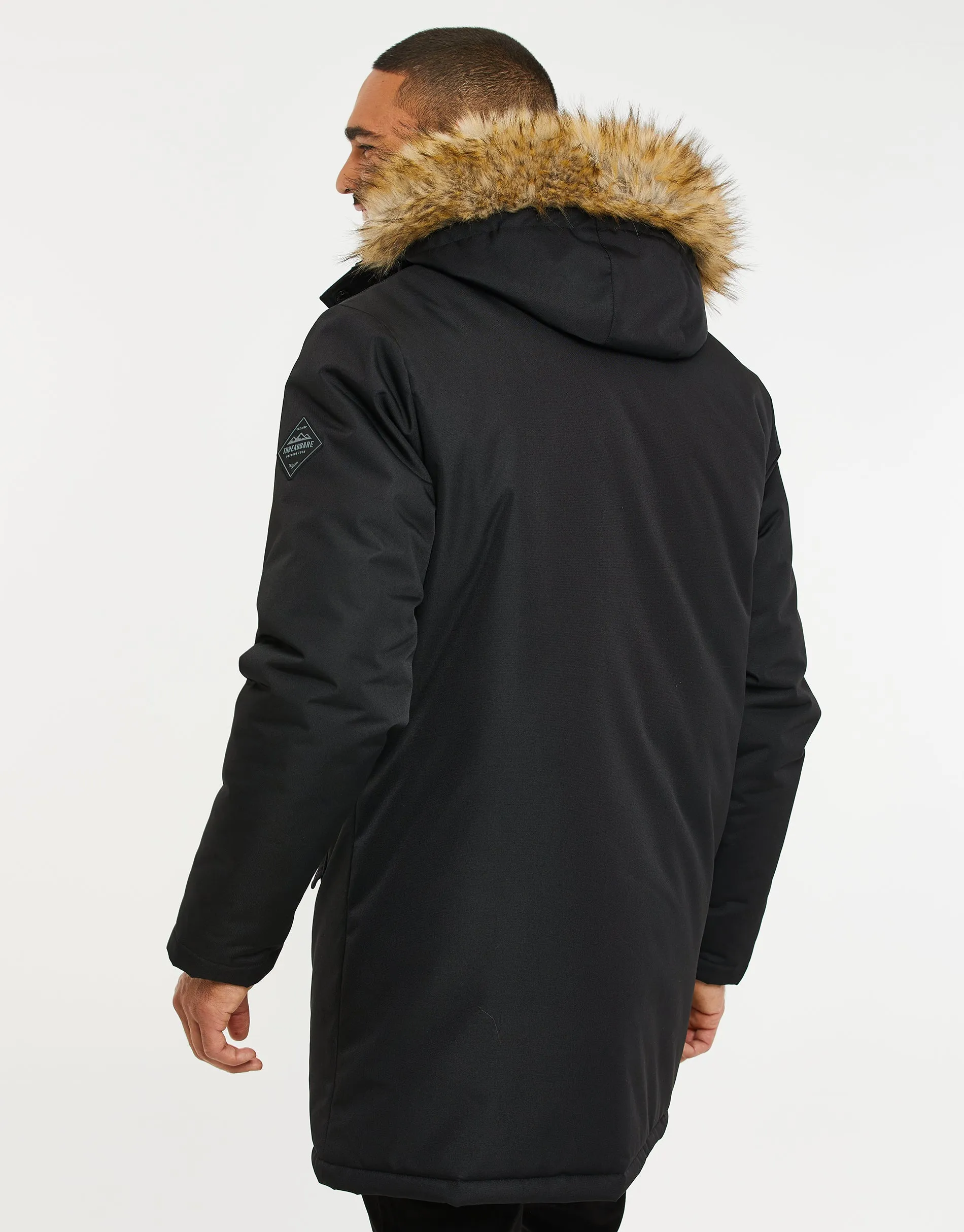 Men's Black Borg Lined Parka Jacket sold by Threadbare product image thumbnail 2