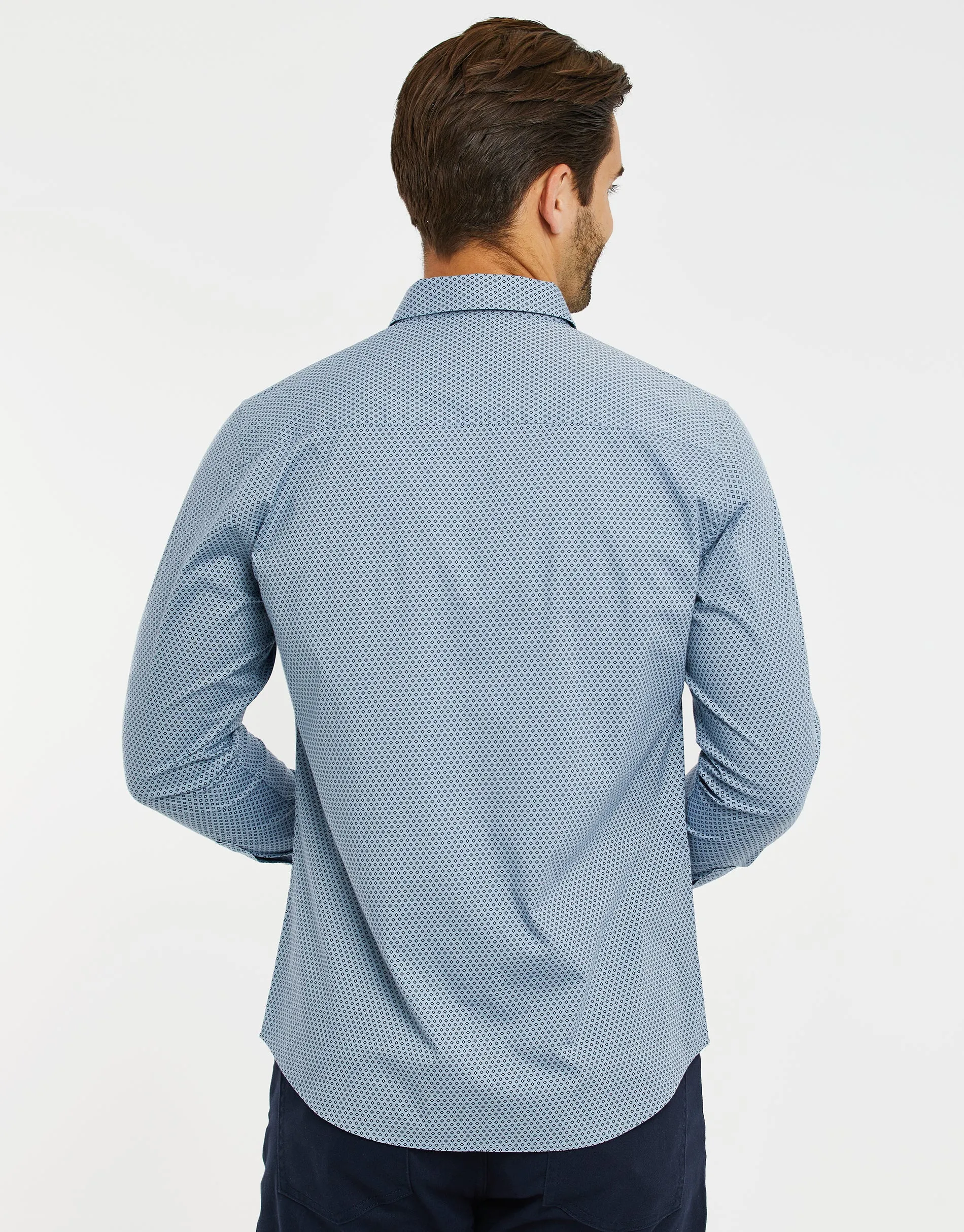 Men's Sky Blue Geometric Print Long Sleeve Shirt sold by Threadbare product image thumbnail 2