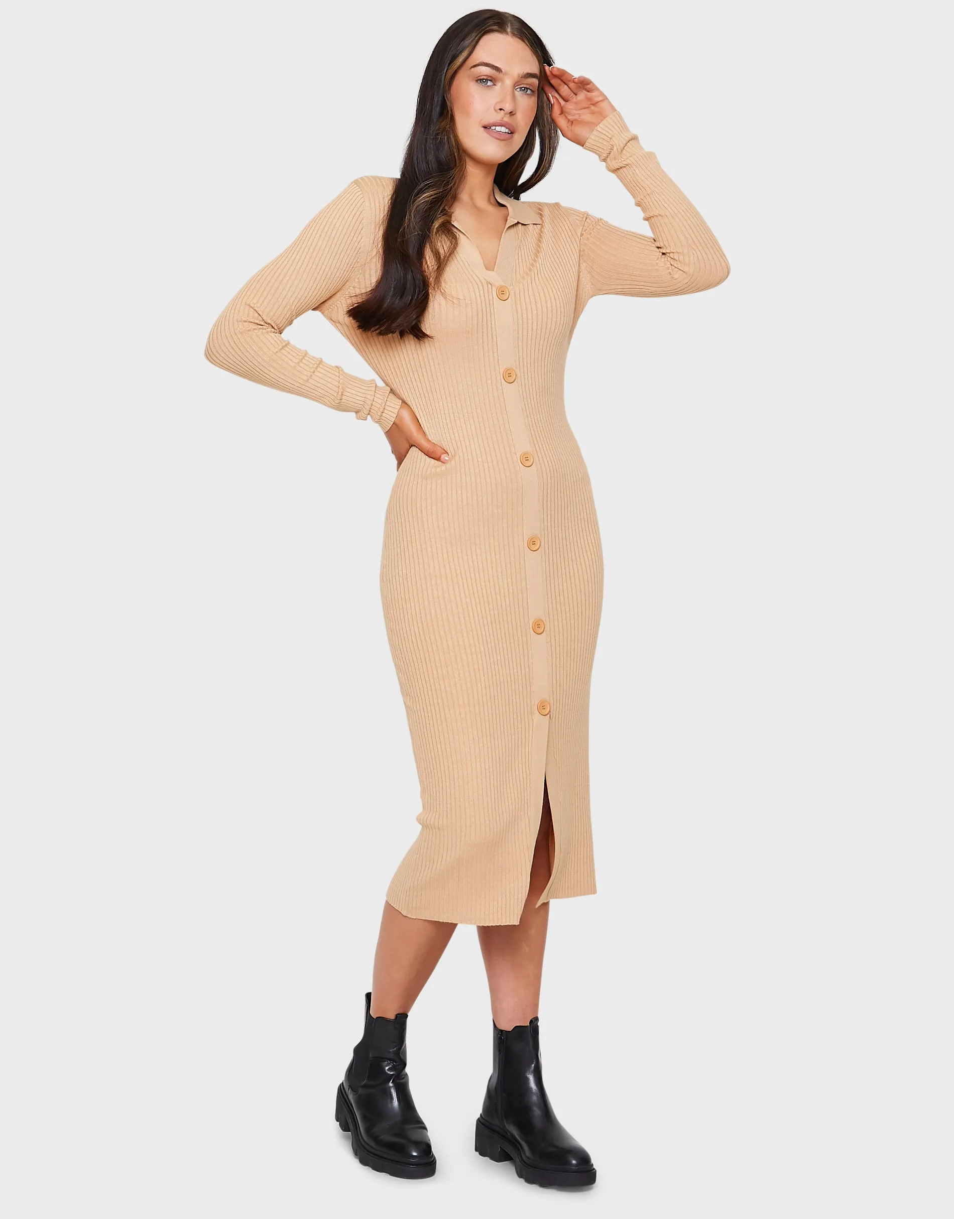 Women's Stone Mock Cardigan Dress sold by Threadbare product image thumbnail 3