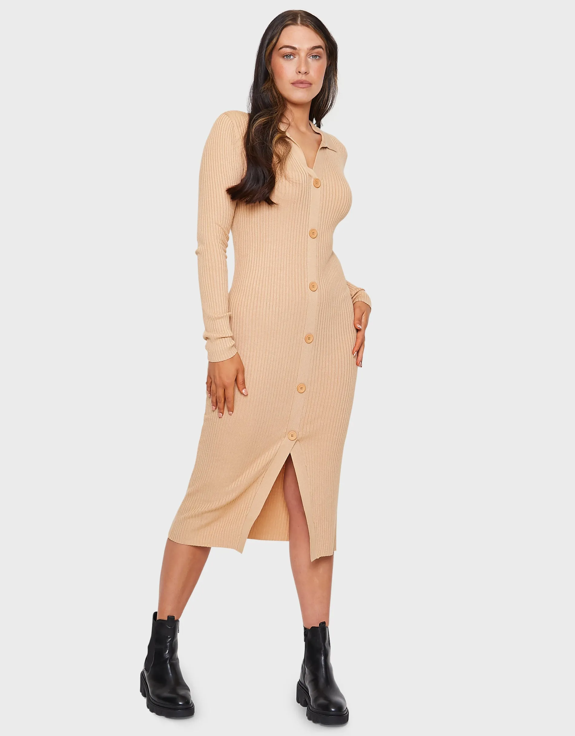 Women's Stone Mock Cardigan Dress sold by Threadbare