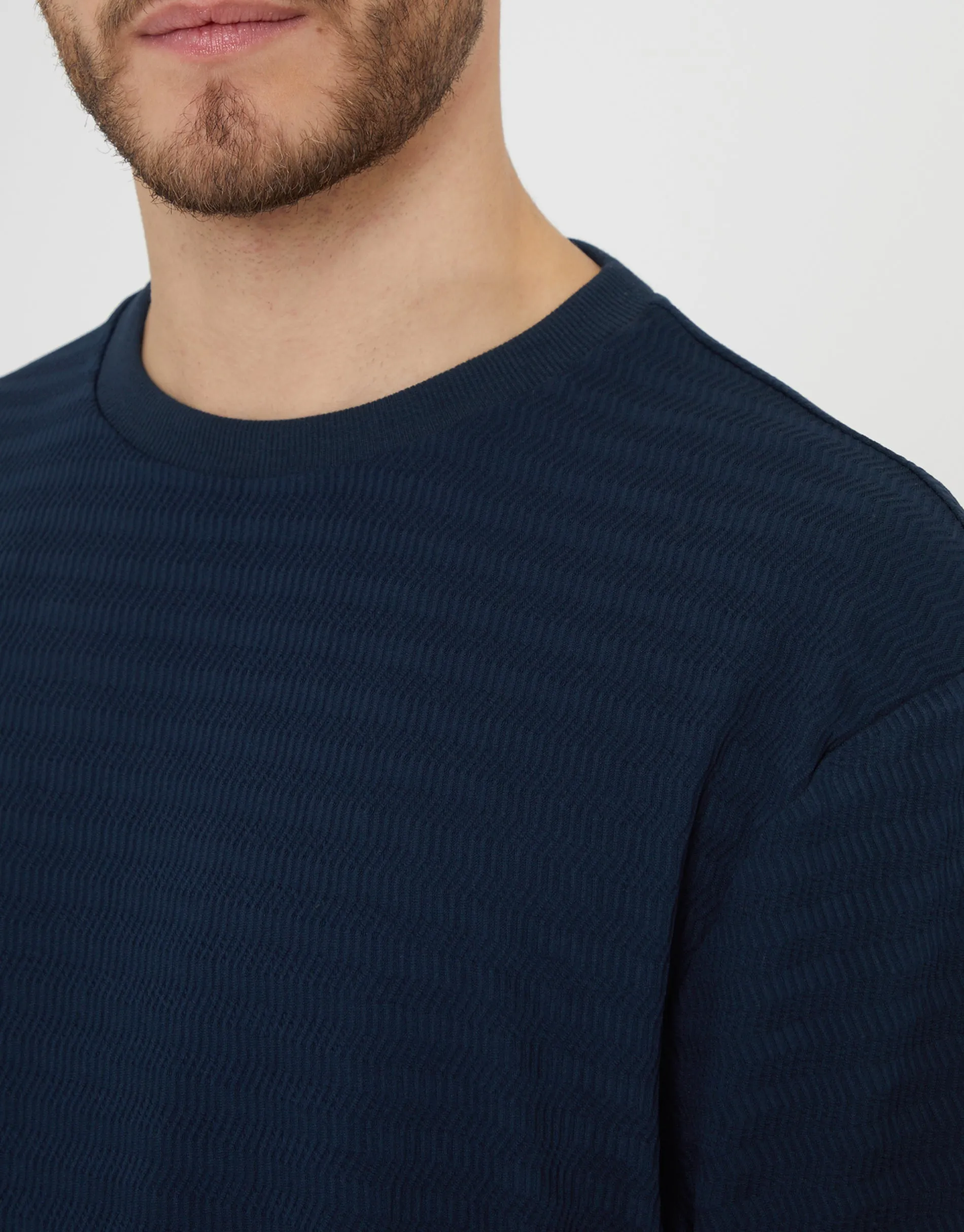 Navy Relaxed Fit Textured T-Shirt sold by Threadbare product image thumbnail 4