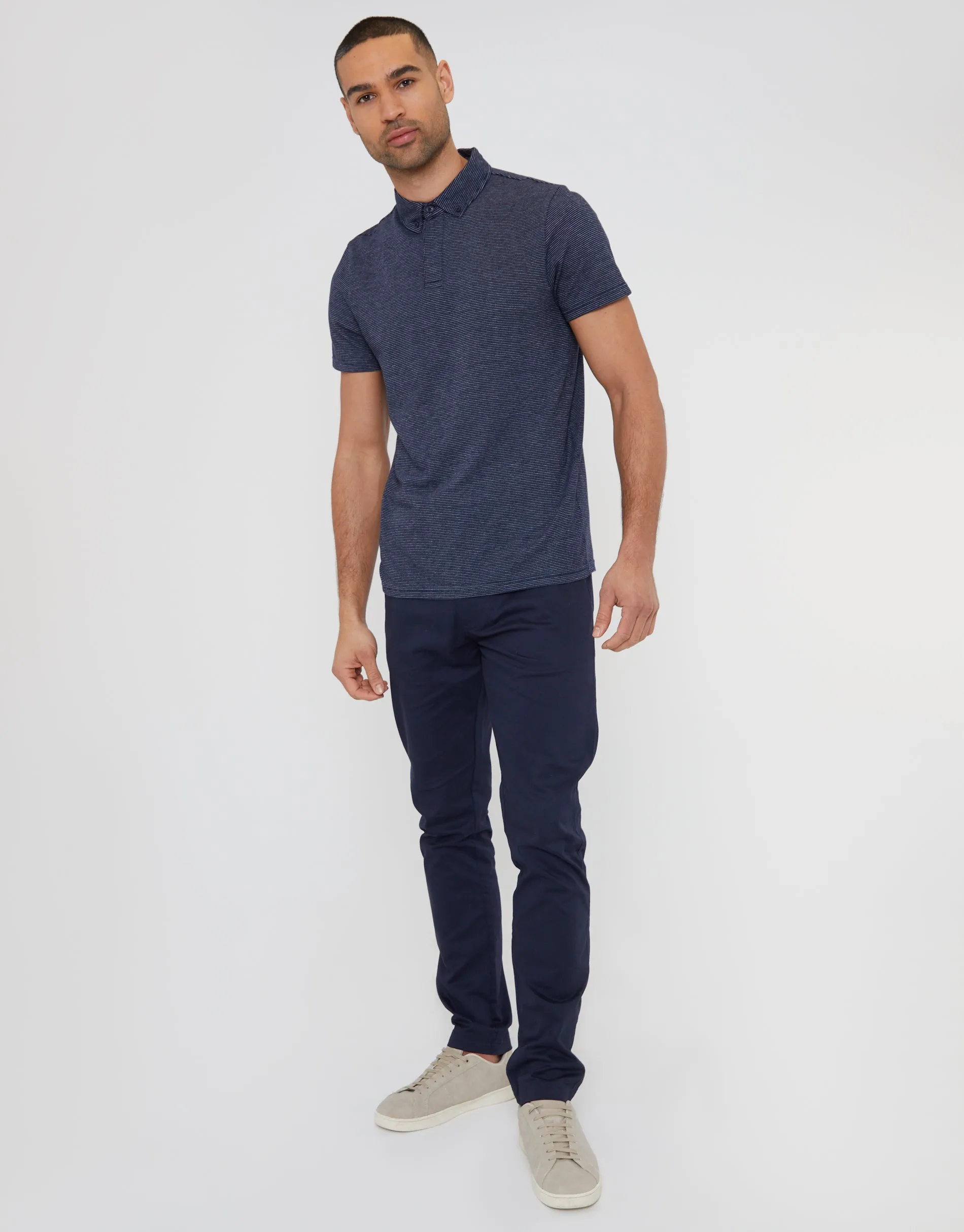 Navy Geo Print Polo Shirt sold by Threadbare product image thumbnail 3