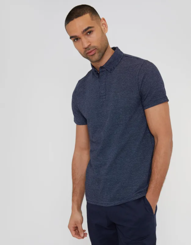 Navy Geo Print Polo Shirt sold by Threadbare