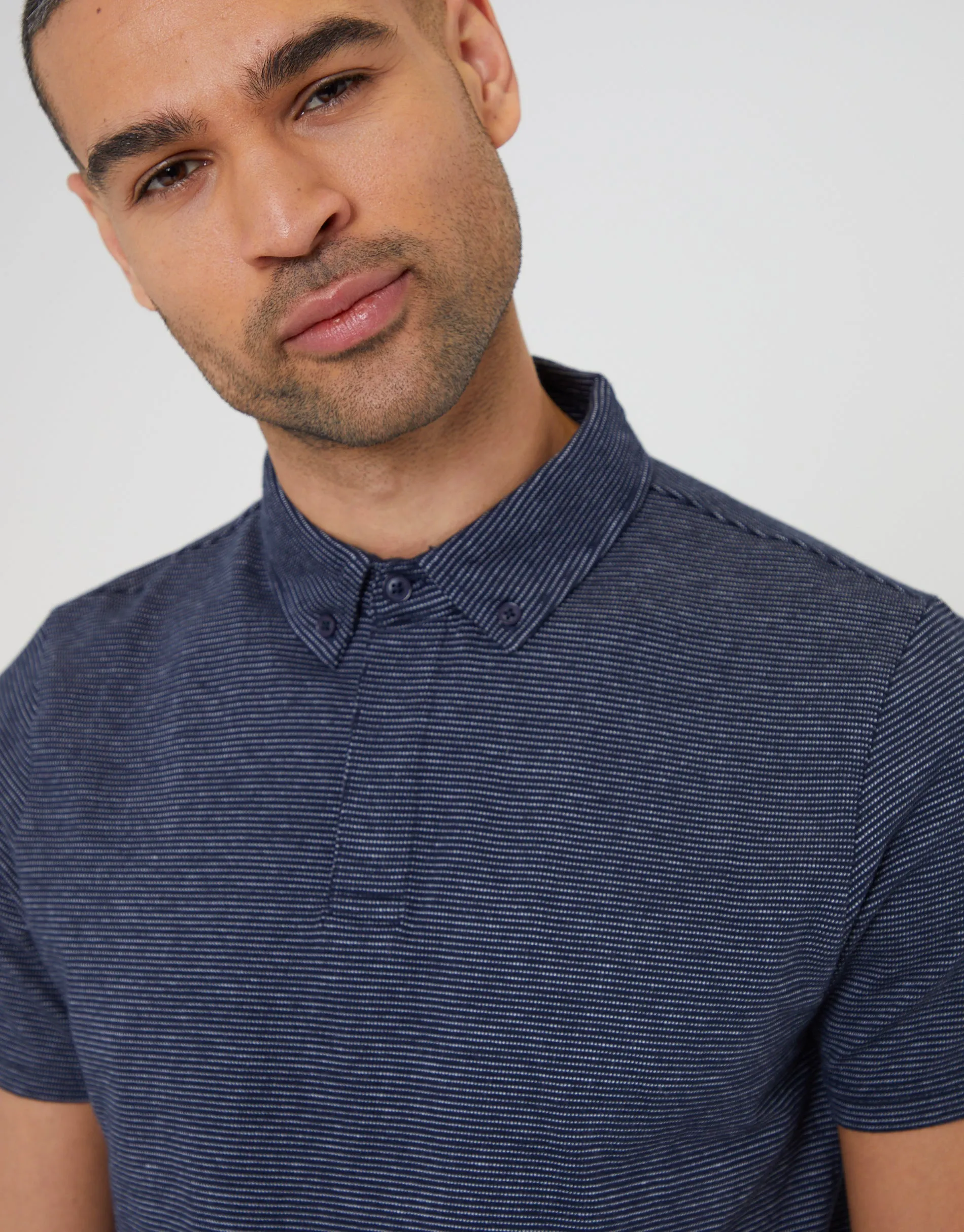 Navy Geo Print Polo Shirt sold by Threadbare product image thumbnail 4