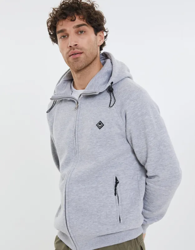 Men's Grey Marl Snood Zip Up Hoodie sold by Threadbare
