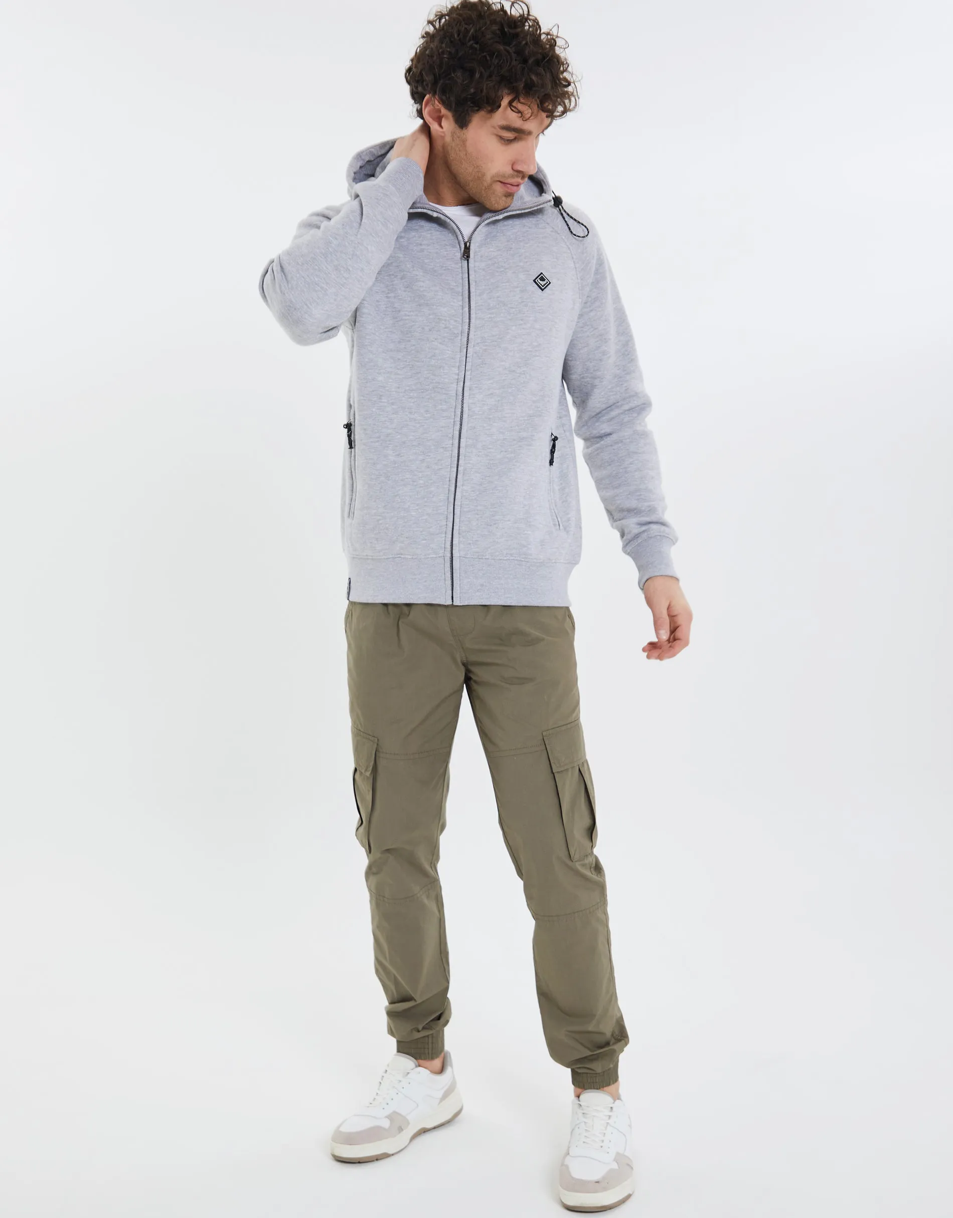 Men's Grey Marl Snood Zip Up Hoodie sold by Threadbare product image thumbnail 3