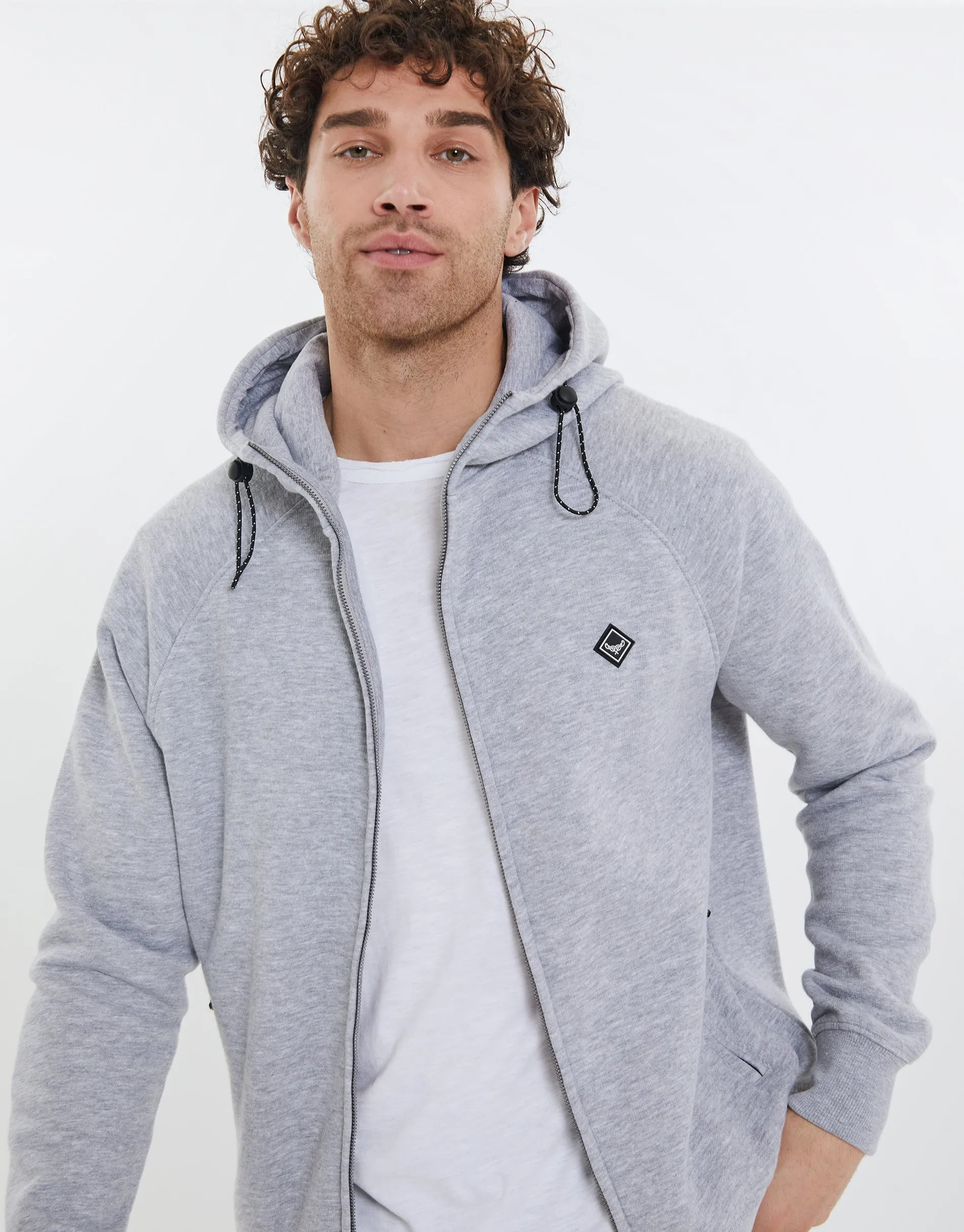 Men's Grey Marl Snood Zip Up Hoodie sold by Threadbare product image thumbnail 4