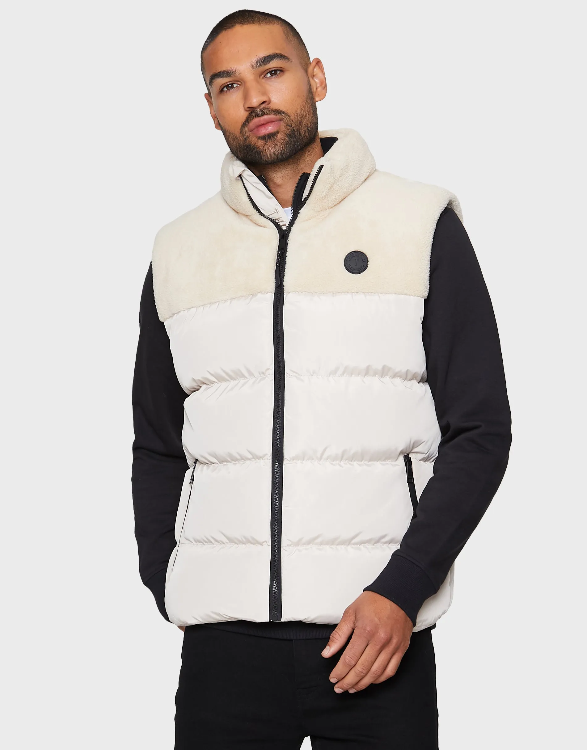 Men's Stone Sherpa Gilet sold by Threadbare