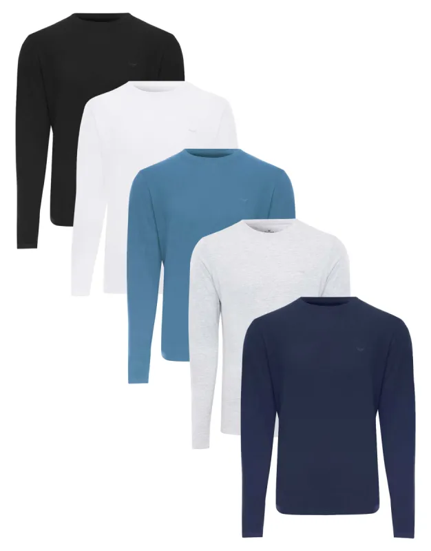 Men's Blue Mix Long Sleeve T-Shirts (5 Pack) sold by Threadbare