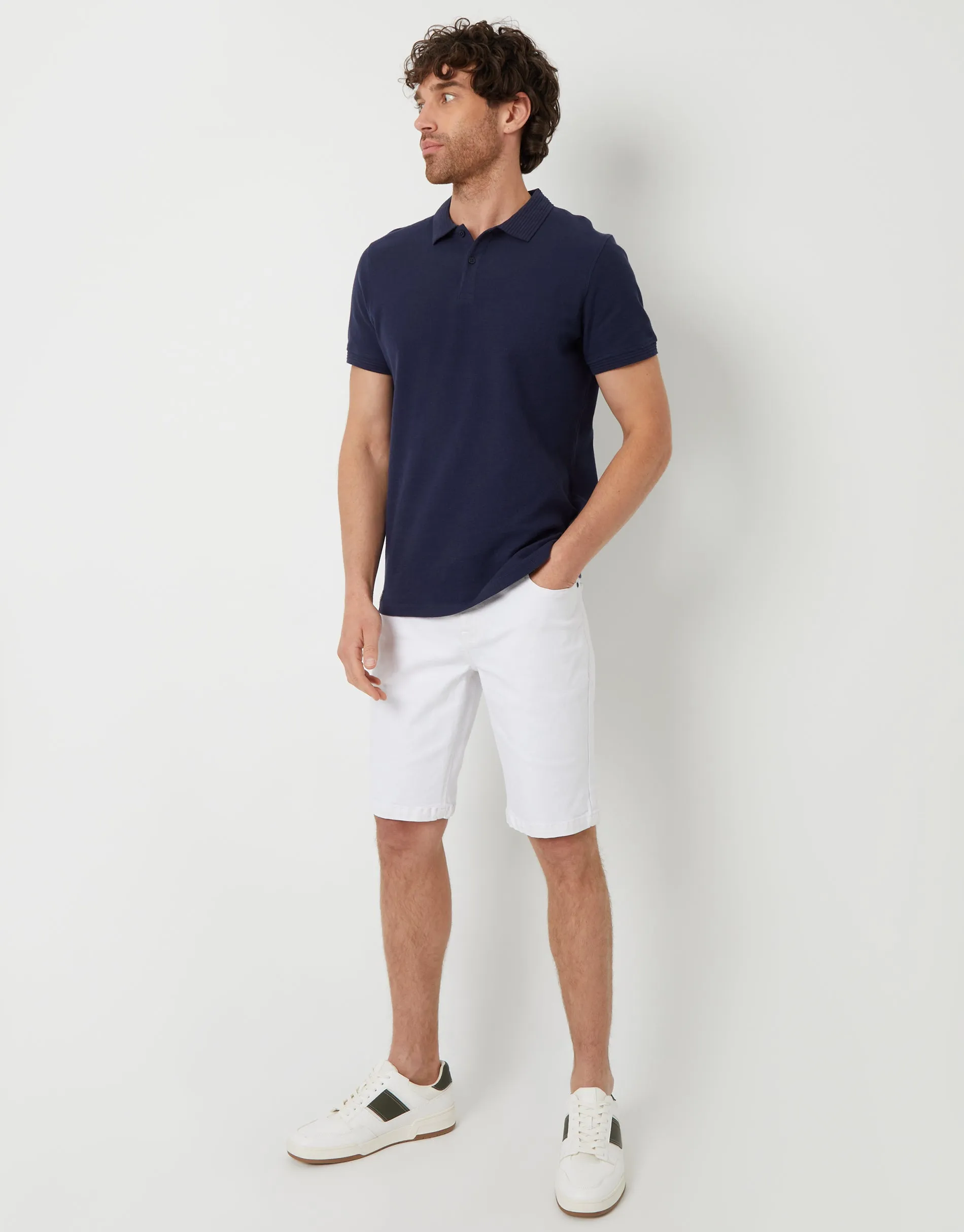 Threadbare Men's Navy Waffle Jersey Polo Shirt sold by Threadbare product image thumbnail 3